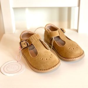 Toddler Mary Jane T-Strap Camel Suede Shoes Size 5